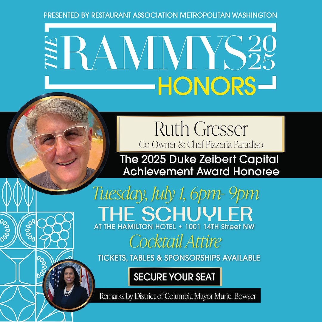 RAMW (@ramwdc) on Twitter photo Join us on 7/1 to celebrate #RuthGresser <a href="/eatyourpizza/">Pizzeria Paradiso</a> our 2025 Duke Zeibert Capital Achievement Award Honoree. Her legacy of #leadership #innovation & #mentorship continues to shape the future of food in the region & beyond. Tickets & Tables available at l8r.it/NwhX Join us on 7/1 to celebrate #RuthGresser <a href="/eatyourpizza/">Pizzeria Paradiso</a> our 2025 Duke Zeibert Capital Achievement Award Honoree. Her legacy of #leadership #innovation & #mentorship continues to shape the future of food in the region & beyond. Tickets & Tables available at l8r.it/NwhX