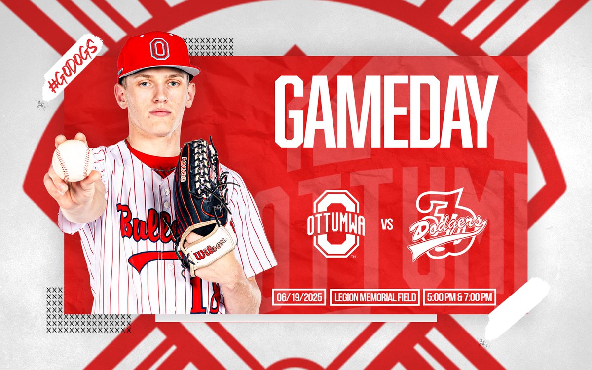 ⚾️ <a href="/OHSDogBaseball/">Ottumwa Baseball</a> 
🆚 <a href="/fddodgersports/">Dodger Athletics and Activities</a> 
📍 Legion Field
⏰ 5 &amp; 7 PM
🎟️ gobound.com/ia/schools/ott…
🎥 bulldogsnetwork.tv

#GoDogs #BeTheBest #SetTheStandard