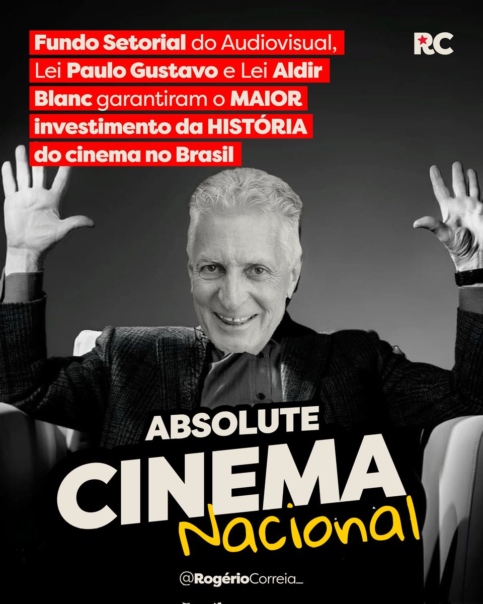 🎬 Hoje é o Dia Nacional do Cinema Brasileiro!
E a gente tem muito o que comemorar. 📽️✨

O cinema nacional voltou a receber o fôlego que precisava! Um investimento histórico tem fortalecido a produção audiovisual em todas as regiões do país — gerando empregos, revelando talentos