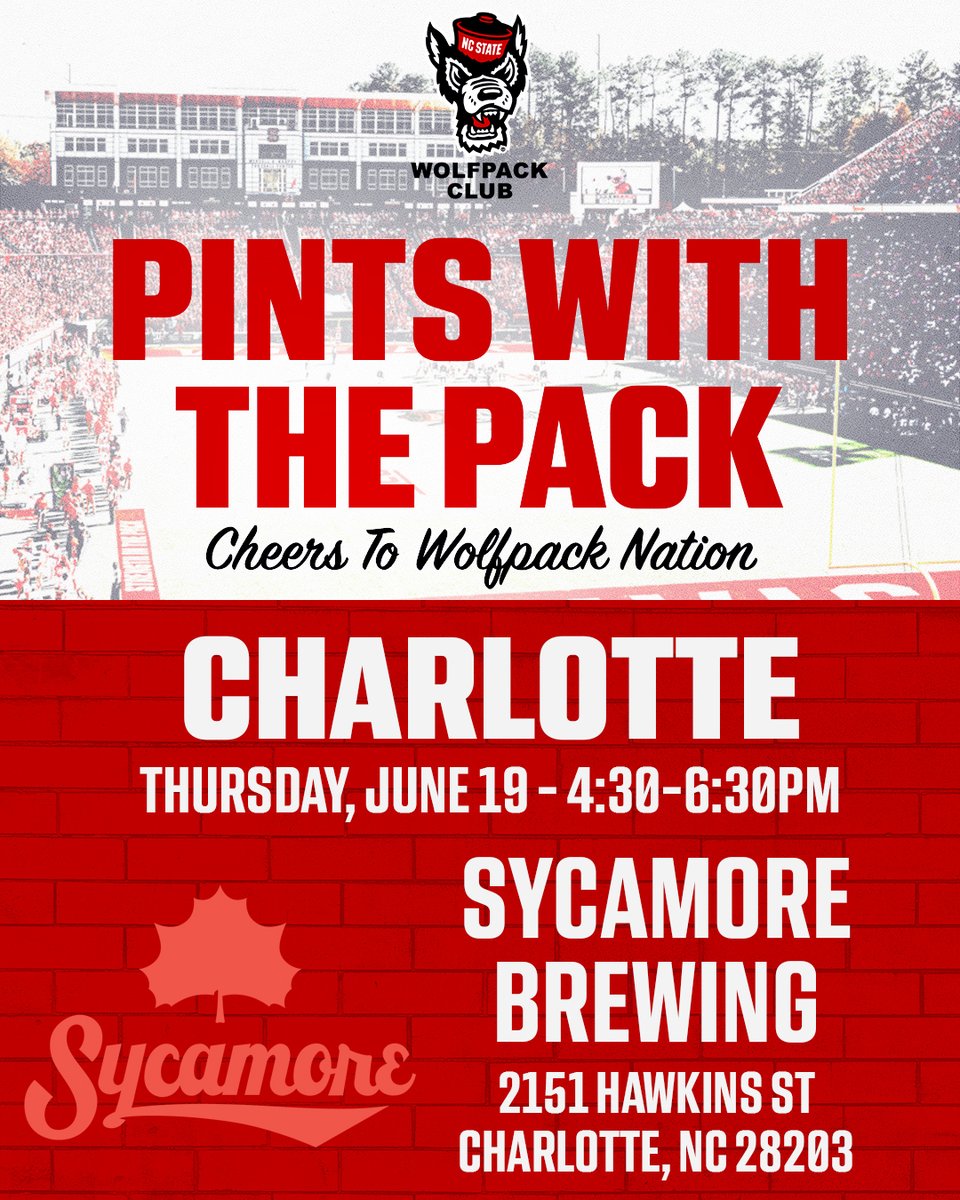 📍 Visiting the Queen City today. 

If you're in the area, join us at Sycamore for Pints With The Pack!