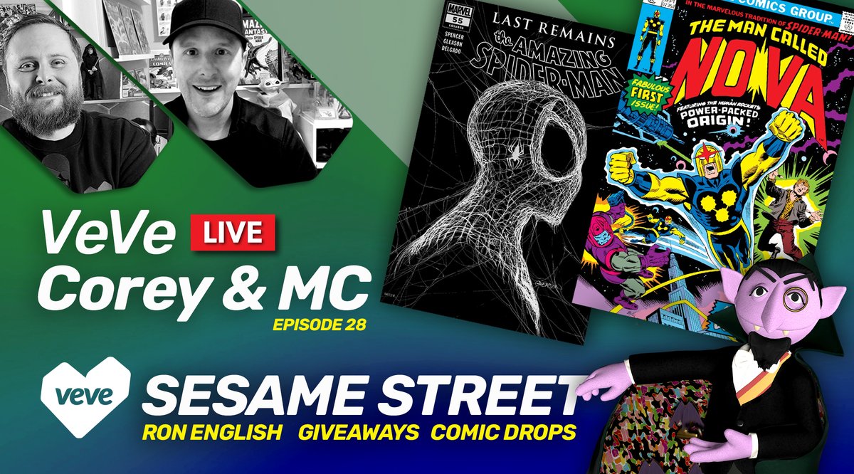 Join <a href="/OldRhubarb/">CoreyT</a> and <a href="/My_Collectables/">Mycollectables</a> for VeVe LIVE Episode 28 - SESAME STREET, Ron English, Comics, Giveaways, NEW DROP Announcements and so much more! 

Show Starts at 11:00am PT TODAY!   ✨youtube.com/live/bgEV68p01…