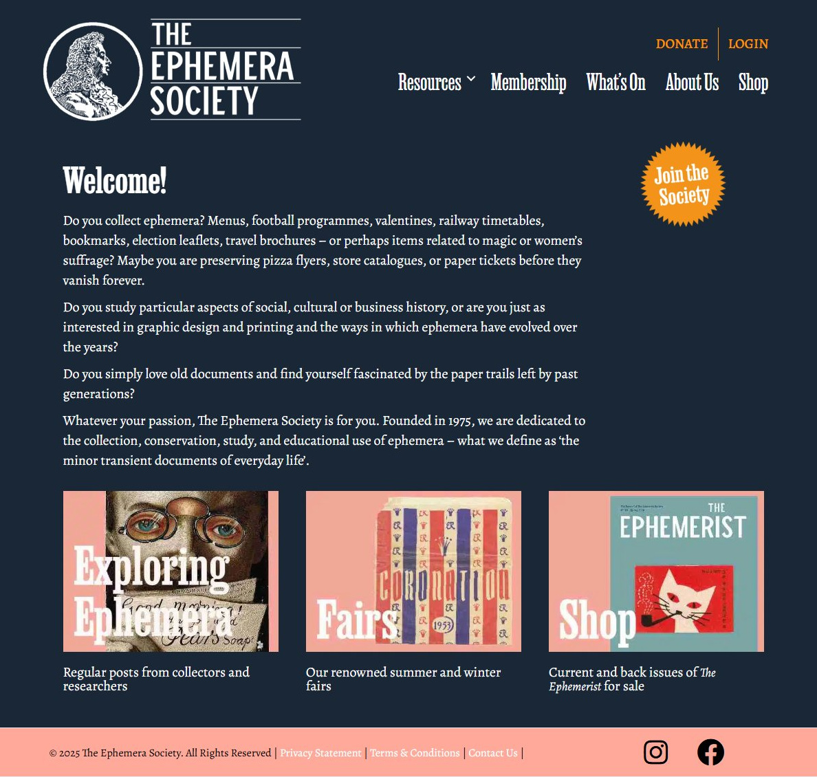 Our New Website is Live!

We’re delighted to welcome you to the newly redesigned website of The Ephemera Society — a fresh new look, the same passion for collecting, researching and celebrating ephemera.
Take a look around and let us know what you think!
ephemera-society.org.uk