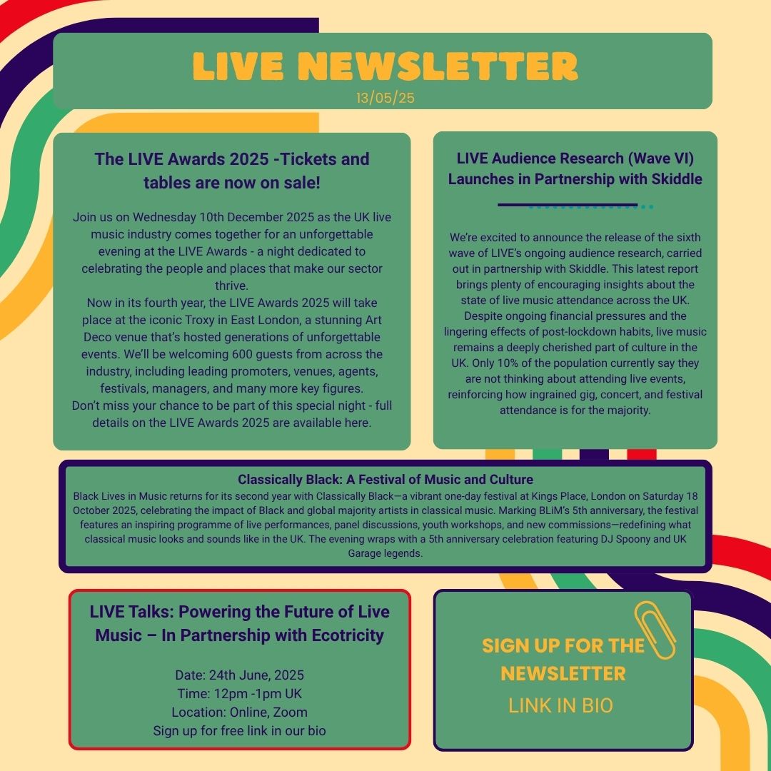 Stay in the loop with the latest from the live music industry.

Missed last week’s edition? Catch up now and never miss a beat—subscribe today.

#MusicIndustryNews #LIVEUpdates #Newsletter