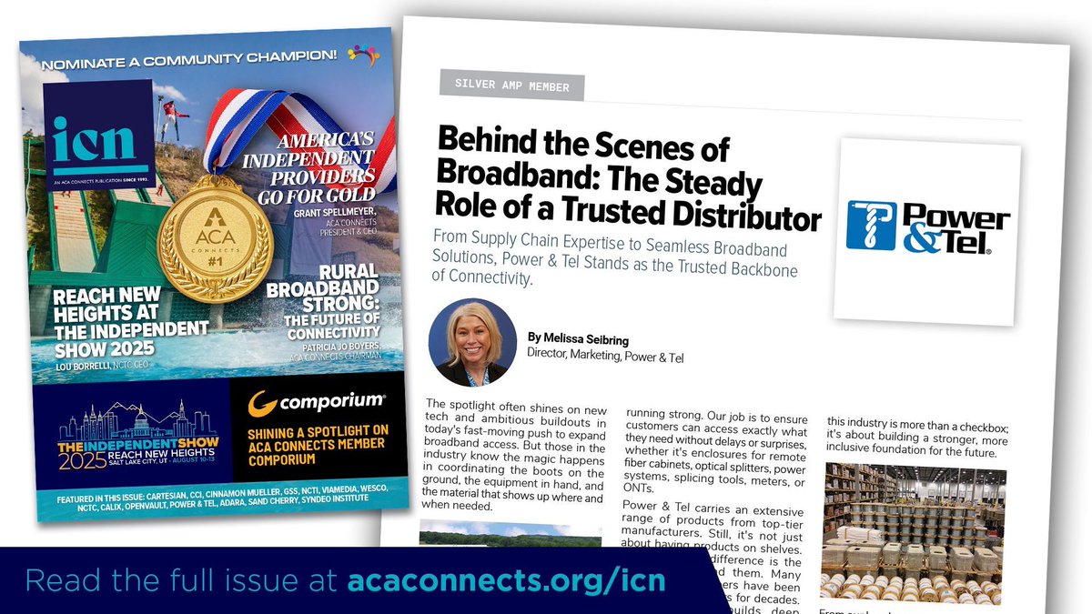 "From our headquarters in Tennessee to warehouses across North America, our role stays simple: help connect the pieces so our customers can connect their communities."

Read more in the latest issue of <a href="/ACAConnects/">ACA Connects</a>' ICN: ptsupply.info/ICN2025Issue17

#ACAConnects #PowerandTel