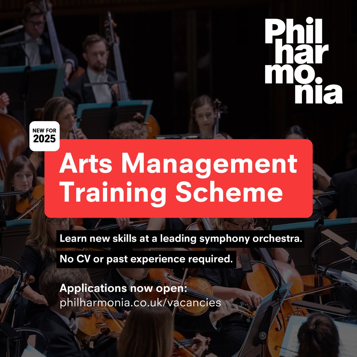 Interested in working in the arts, but not sure where to start? 👀📣

We're launching our brand new orchestral Arts Management Training Scheme, with no CV or past experience needed to apply. Experience working across four key departments: Concerts, Marketing &amp; Communications,