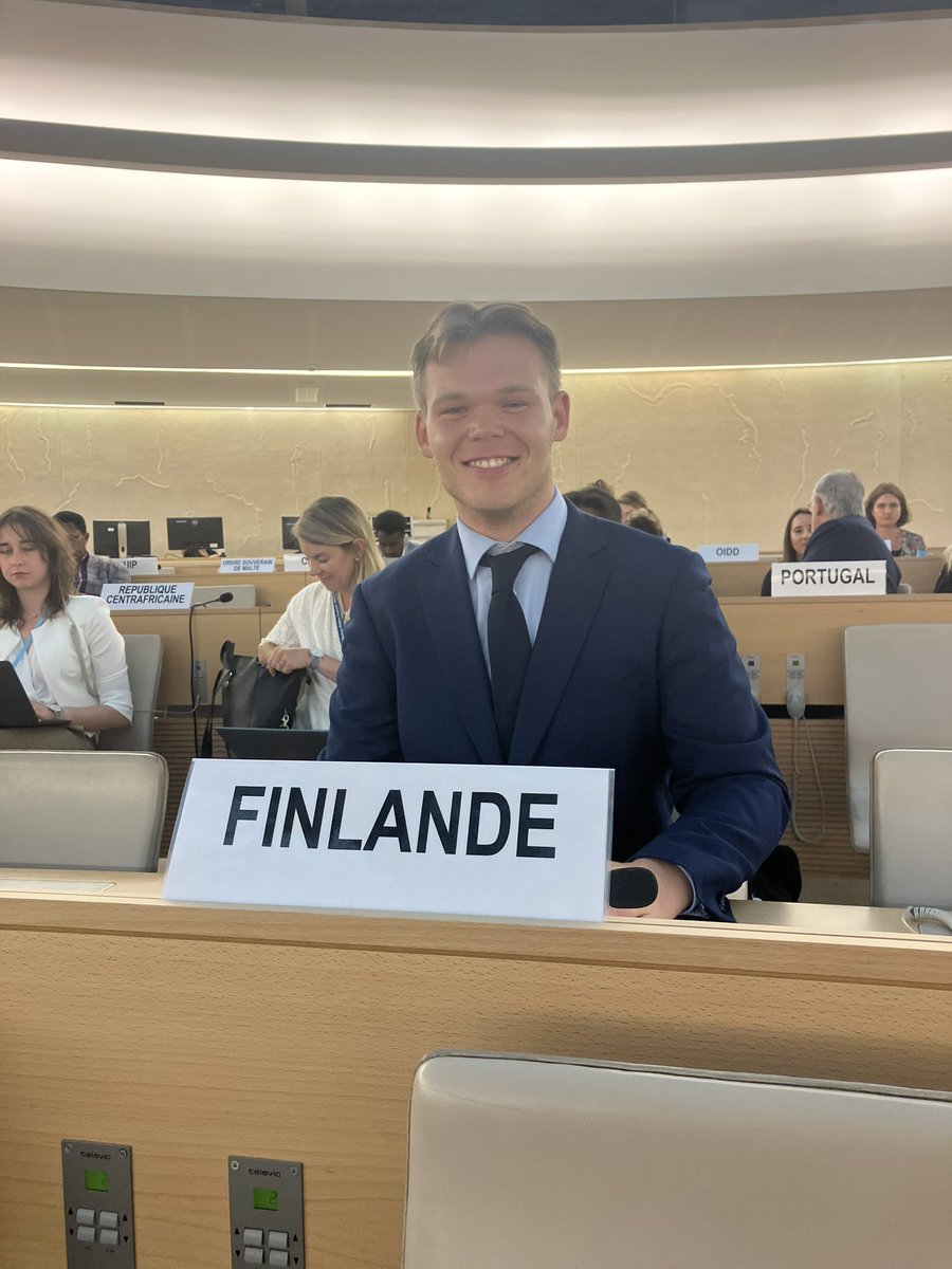 🇫🇮 UN Youth Delegate, Cevor Tikerpuu, gave a speech today at the Human Rights Council, on the importance of safety in education, incl. mental health support. Youth should be included in shaping the policies around the intertwined issues of safety, health and education. #HRC59