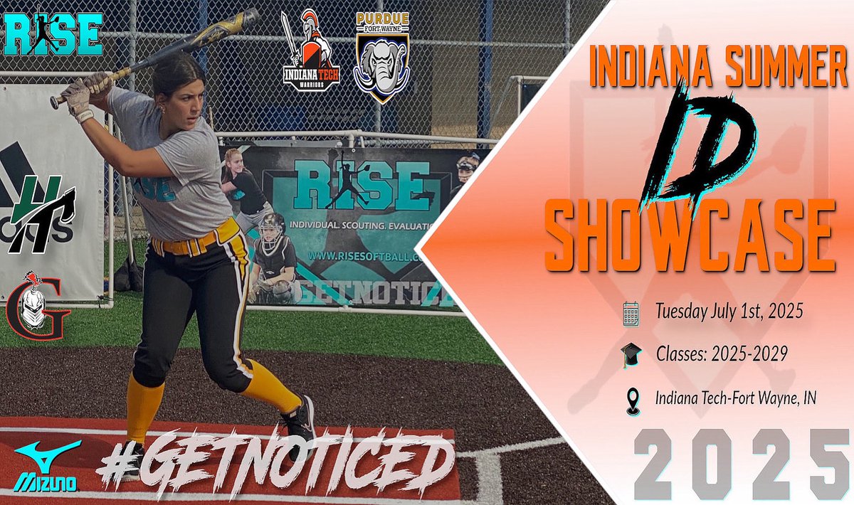 🥎 TWO WEEKS till the Indiana Summer ID Showcase 🥎

👚Adidas RISE T-Shirt
📊Verified Stats
🎥Skills Video
💻RISE Player Profile
🏆 Chance to be in the “Top 50” Rankings
🥎YOUR Profile will bye sent to over 300+ Colleges.

Register NOW ➡️ form.jotform.com/90705881186161