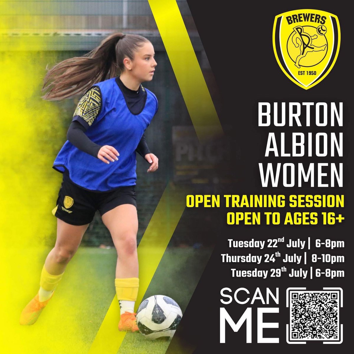 OPEN TRAINING SESSIONS 🏃‍♀️⚽ 

Burton Albion Women are inviting girls aged 16 and over to take part in open training sessions this July.

Keen to be part of our Women’s squad for the 2025/26 season? Register your interest👇  
bit.ly/4e14JvO 

#BAFC #BAWFC