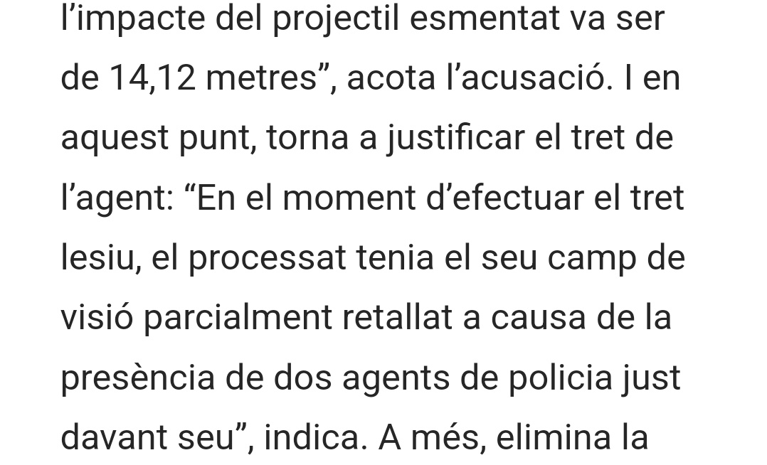 1- distància mínima il·legal en qualsevol dels supòsits del seu protocol.
2- Camp de visió reduït però dispara i encerta on no ho havia fet els 2 trets anteriors.