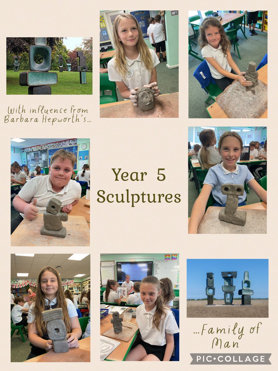 Today, Year 5 have created their sculptures- beautifully influenced by Barbara Hepworth’s The Family of Man Series. They’ve channelled so much effort into capturing her abstract forms and sense of life stages. 👏🏼 #art #sculptures #BarbaraHepworth