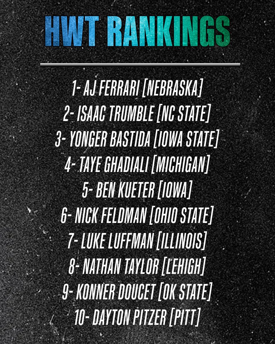 AJ Ferrari comes in at number 1 at HWT on <a href="/FloWrestling/">FloWrestling</a> first set of NCAA Rankings for the 2025-26 season 👀