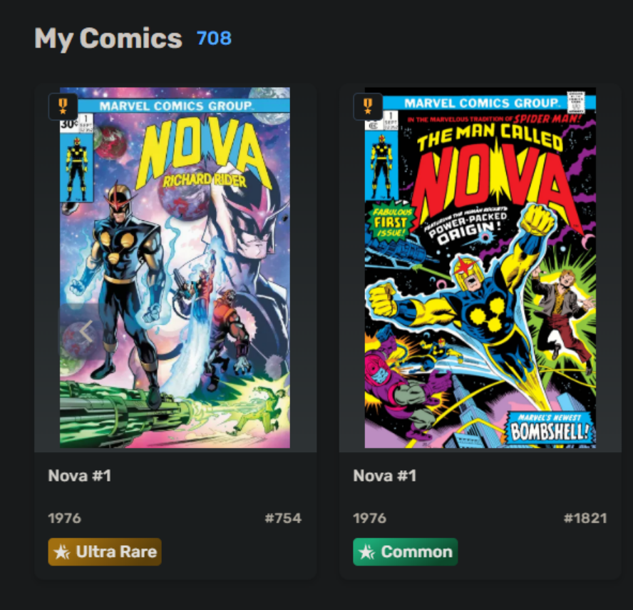 VeVe_Vibes's tweet image. Played the drop twice, got a common & UR! These @veve_official variant covers are 🔥
#veve #vevefam #vevecomics #marvel #Nova