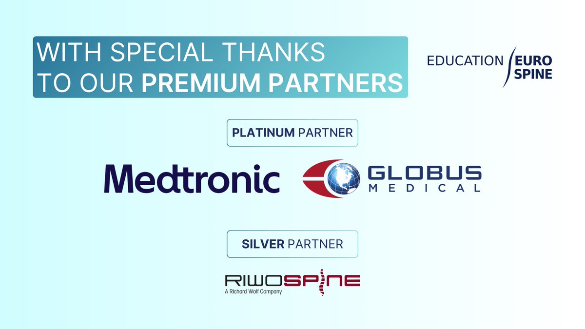 EUROSPINE EduWeek 2025 kicks off this Monday – accredited and ready to deliver expert-led training, innovation, and global collaboration in spine care.
We proudly acknowledge our Premium Industry Partners Medtronic, Globus Medical and RIWOspine
#EUROSPINE #EduWeek2025 #SpineCare