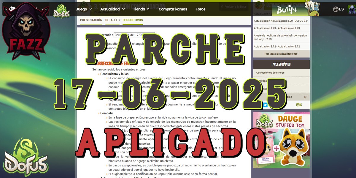 [DOFUS 3] ❗ ÚLTIMO PARCHE - /17-01-2025 / - BUFF SELOTROP AGUA 🌌

▶ youtube.com/watch?v=s1xaTW…