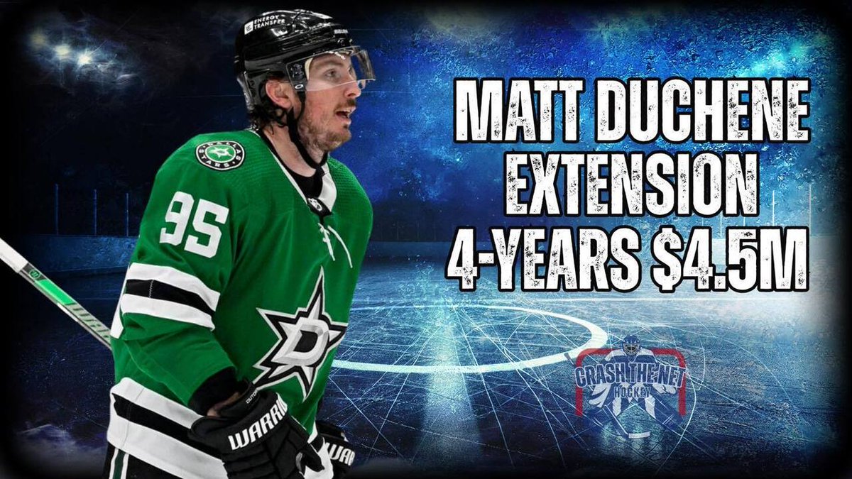 CrashTheNet_'s tweet image. The Dallas Stars have signed Matt Duchene to a 4-year $4.5M extension carrying a total value of $18 million. 

The 34 yr old center scored 13 goals and 24 assists in 69 games played last year. He also had 1 goal and 5 assists in 18 games in the Stanley Cup Playoffs.

#BrickWall…