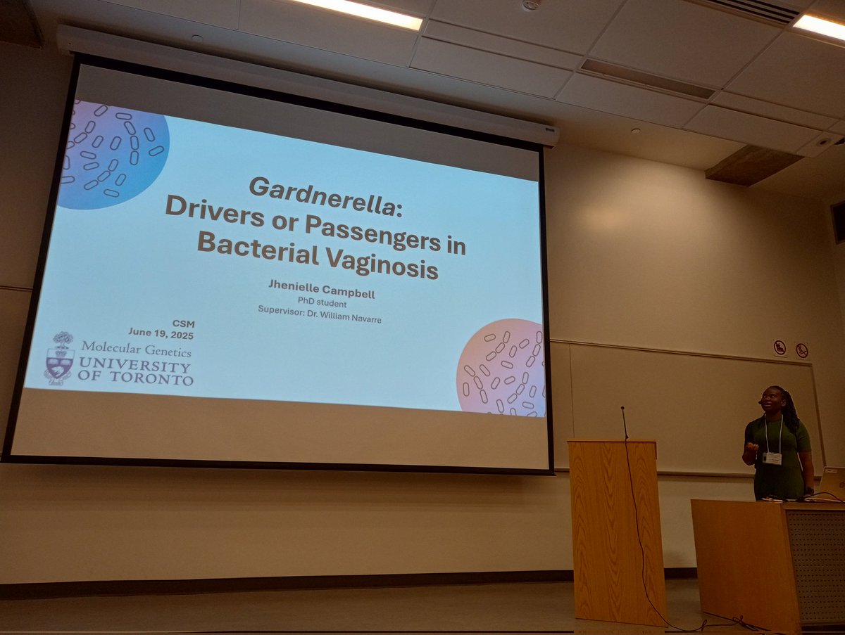 Up next is a talk on Gardenella as a driver or passenger in bacterial vaginosis, presented by Jhenielle Campbell! #CSM2025