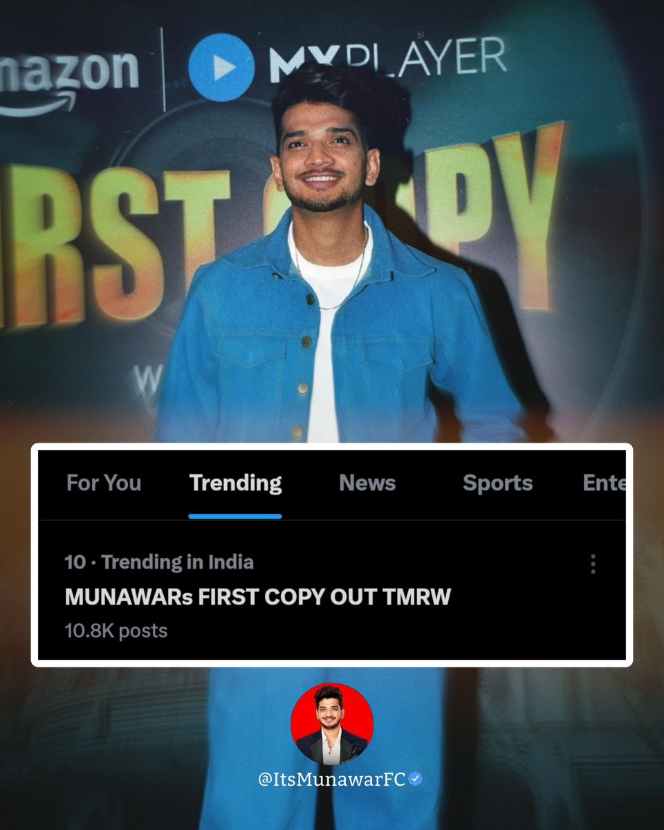 Congratulations! We’re trending at #10 with over 10K+ posts already 🥳

MUNAWAR’s FIRST COPY OUT TMRW