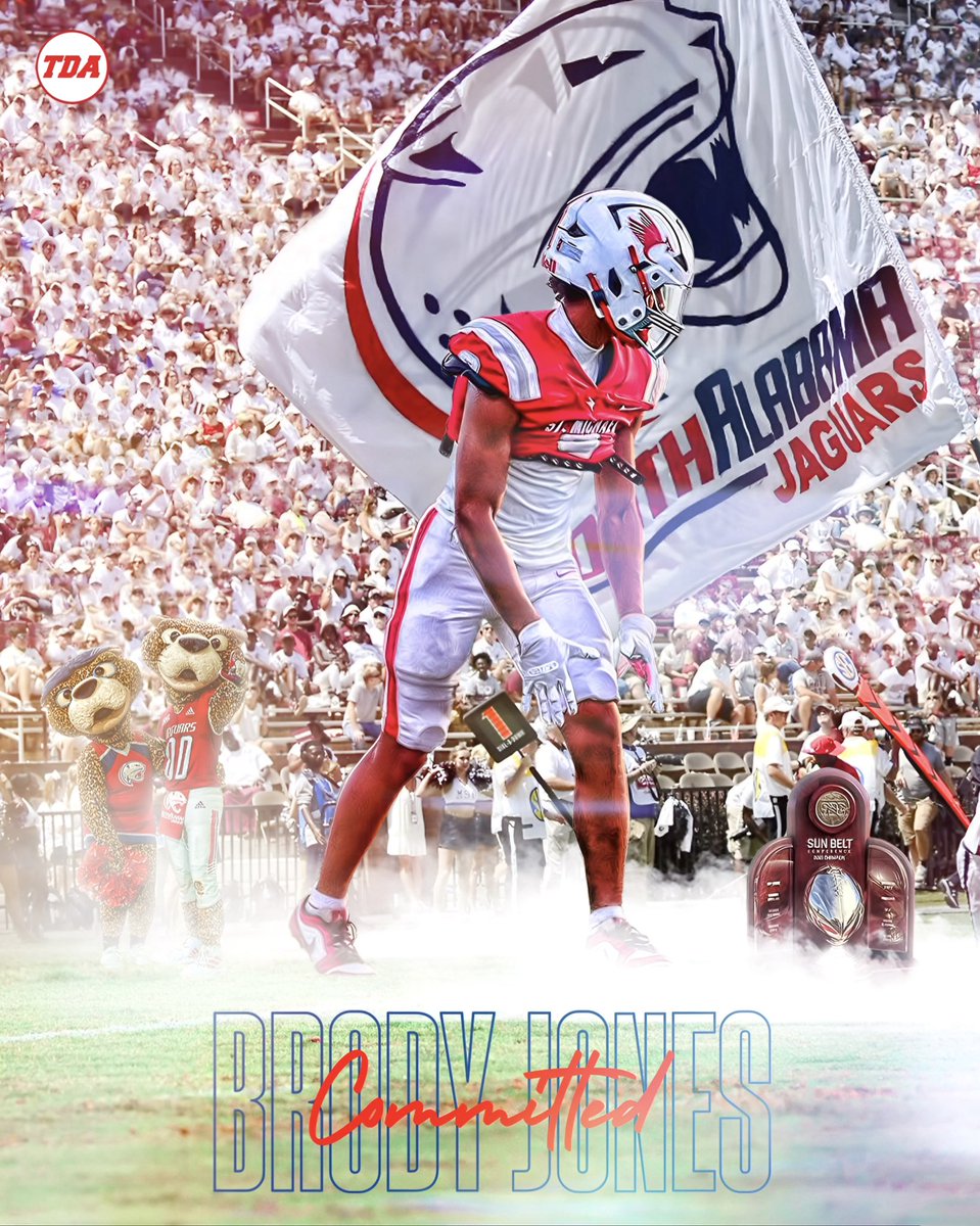 Touchdown Alabama Recruiting (@tdarecruiting) on Twitter photo BREAKING: St. Michael’s 2026 WR Brody Jones <a href="/brodyjones2026/">Brody Jones</a> commits to South Alabama .
“They kept it real from the beginning.”
Jones breaks down decision with <a href="/ScoutFball/">Larry Rudolph</a>.
READ: tdalabamamag.com/2025/06/19/sou… BREAKING: St. Michael’s 2026 WR Brody Jones <a href="/brodyjones2026/">Brody Jones</a> commits to South Alabama .
“They kept it real from the beginning.”
Jones breaks down decision with <a href="/ScoutFball/">Larry Rudolph</a>.
READ: tdalabamamag.com/2025/06/19/sou…