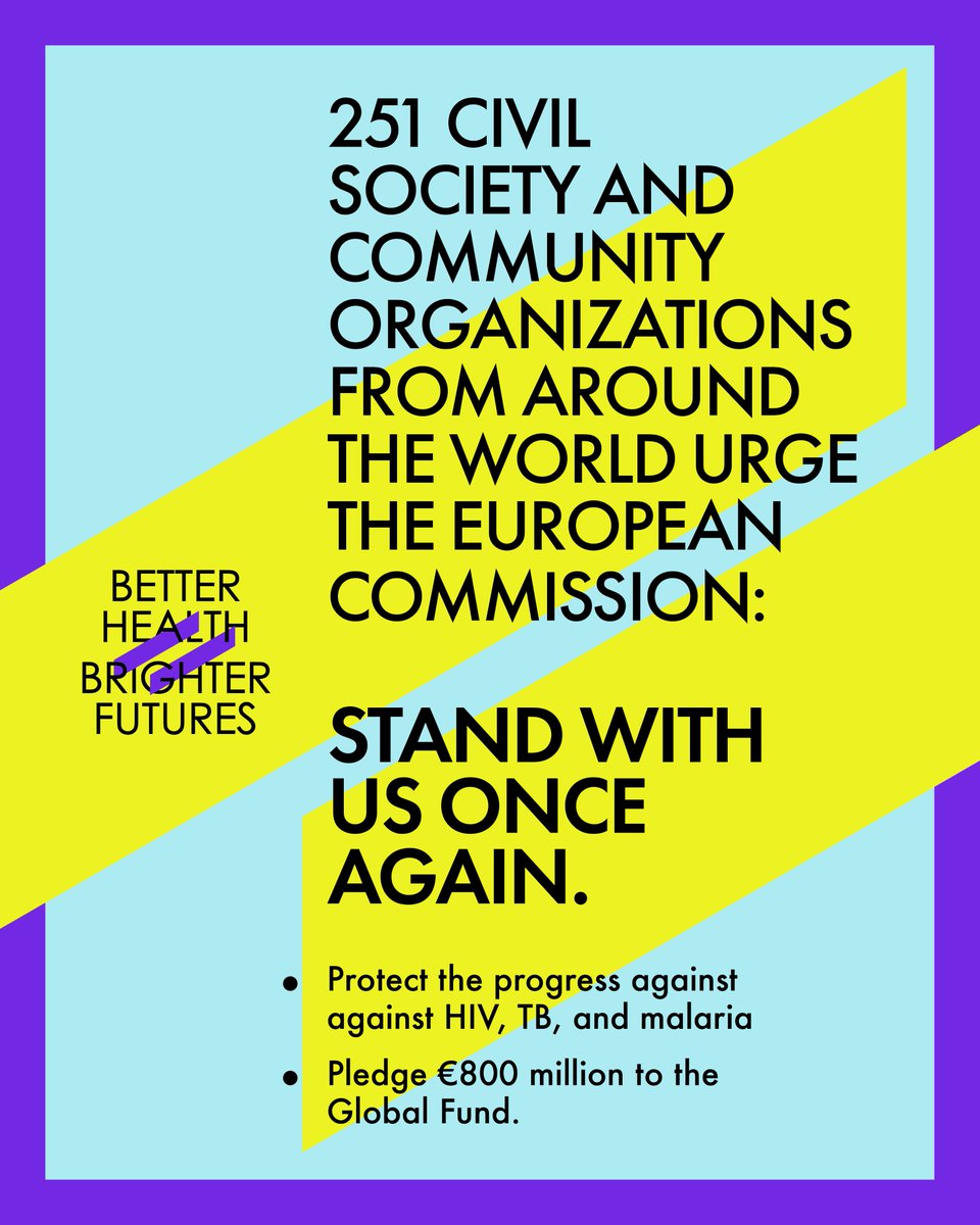 Stand with us once again ! 💪

Today, we joined 250 other orgs in sending a letter to <a href="/EU_Commission/">European Commission</a> urging them to protect progress against HIV, TB &amp; malaria - and pledge €800M to the <a href="/GlobalFund/">The Global Fund</a>.
Link to the letter: aidsfonds.org/wp-content/upl…

| #Save23MillionLives