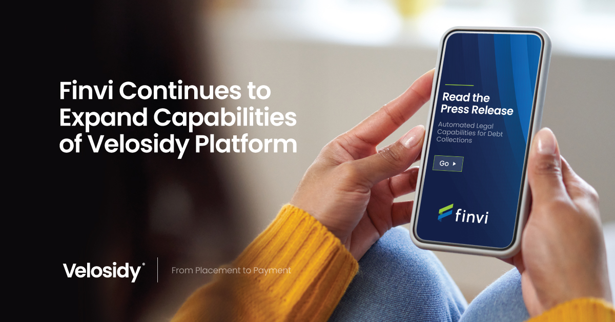 #Velosidy's latest release provides enhanced capabilities that automate and streamline legal debt collections, saving you time and money, and speeding time to judgment. Read the full press release: ow.ly/pSK850Wco5w

#LegalCollections | #ARMIndustry | #Automation