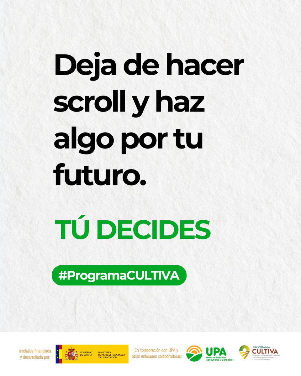 RAICES_info's tweet image. 🚨 ¡INSCRIPCIONES ABIERTAS al #ProgramaCULTIVA 2025!

📲 Deja de hacer scroll y haz algo por tu futuro 🫵
🧑‍🌾 Formación en explotaciones reales, todos los gastos cubiertos.
🗓 Tienes hasta el 9 de julio.

Inscríbete ya 👉 mapa.gob.es/es/desarrollo-…