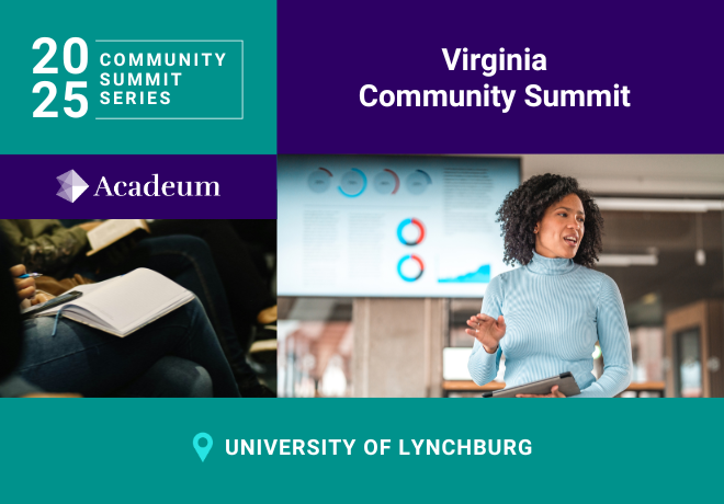Our Fall Community Summit Series is live and we are excited to invite academic leaders and student success champions across the country to join us! First up, the Acadeum Virginia Community Summit on October 9, 2025, at the University of Lynchburg. bit.ly/45jgls1