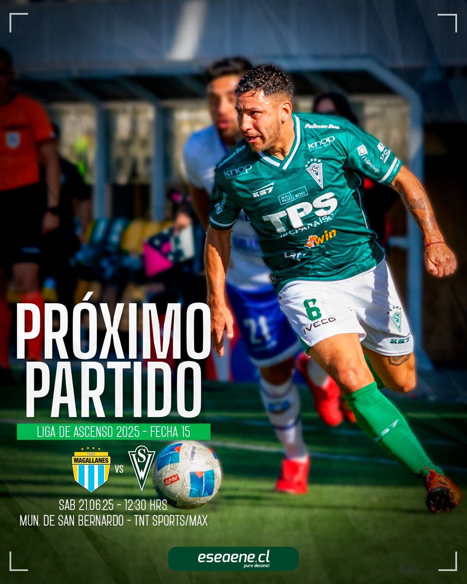 eseaenecl's tweet photo. 🏆 Liga de Ascenso 2025 - Fecha 15.
🆚 Magallanes.
📅 Sábado 21/06.
⌚️ 12:30 horas.
🏟 Municipal de San Bernardo.
📡 TNT Sports - Max.

EL partido se jugará sin público visitante ❌.

#SWvsMAG #SW2025 #VolveremoSW. https://t.co/mTf46IjFpH