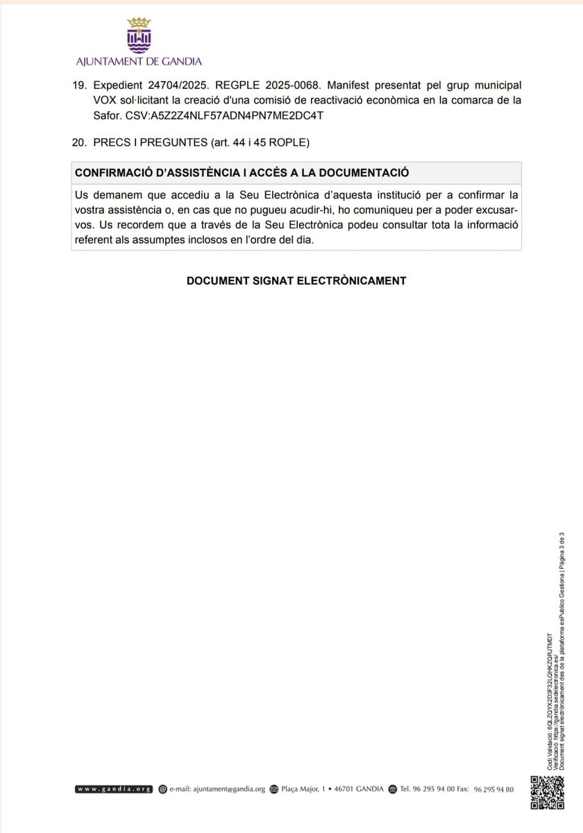 📢CONVOCATÒRIA #PleGandia ORDINARI.

📅 Divendres 20 de juny
 🕙10.00 h📍Saló de plenaris (OBERT)

☝️ Com sempre, podreu 👩‍💻👨‍💻 seguir-lo en DIRECTE també a través del Canal de Gandia a Youtube👇

▶️ youtube.com/@CanalGandia/s…