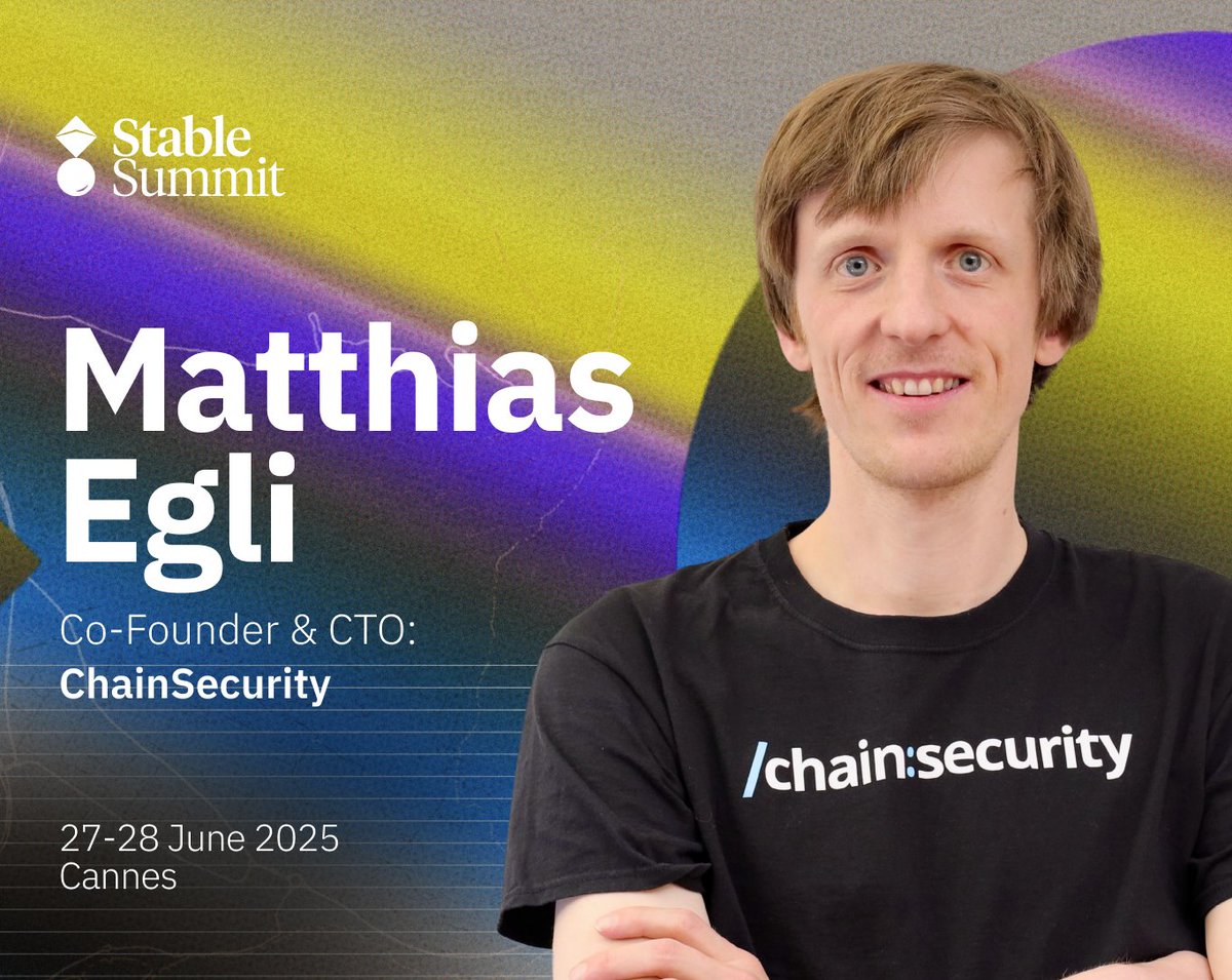 🗣️ <a href="/MatthiasEgli/">matthiasegli.eth</a>, Co-Founder &amp; CTO, <a href="/chain_security/">ChainSecurity</a>

Matthias will moderate a panel on DeFi’s fixed income layer, covering risk transfer, incentives and how protocols structure sustainable returns.

Join the yield strategy session at Stable Summit.

📍 Cannes
📅 27-28 June