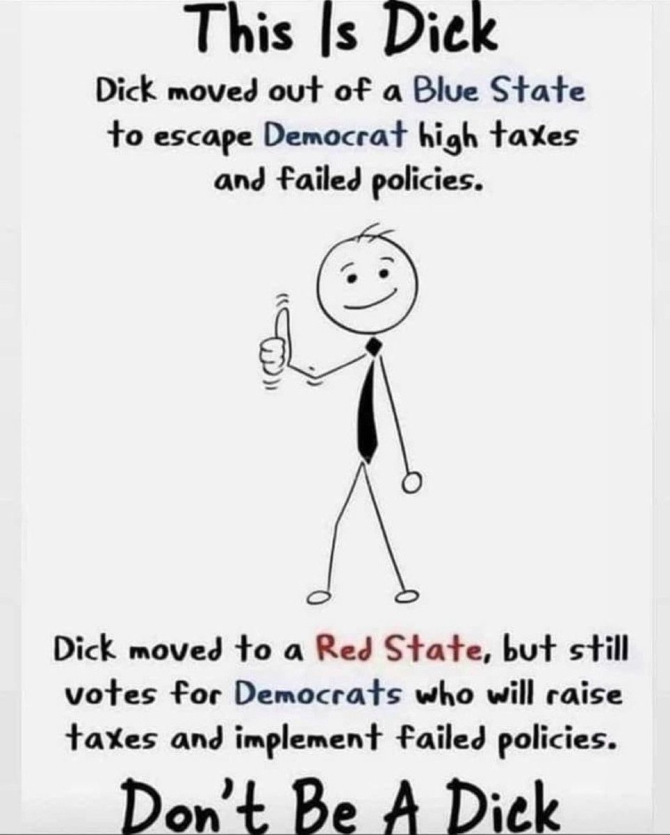WatchmanHQ's tweet image. ⚔️⚔️⚔️ THE HIDDEN TRUTH

DON’T BE A DICK:

😂 Escaped blue state taxes just to vote Dem in a red state? Meet Dick, the king of clueless! High taxes and flops follow—wake up before the woke ruin us all! Truth’s got no patience for this!

#TaxTrap #AmericaFirst #MAGA