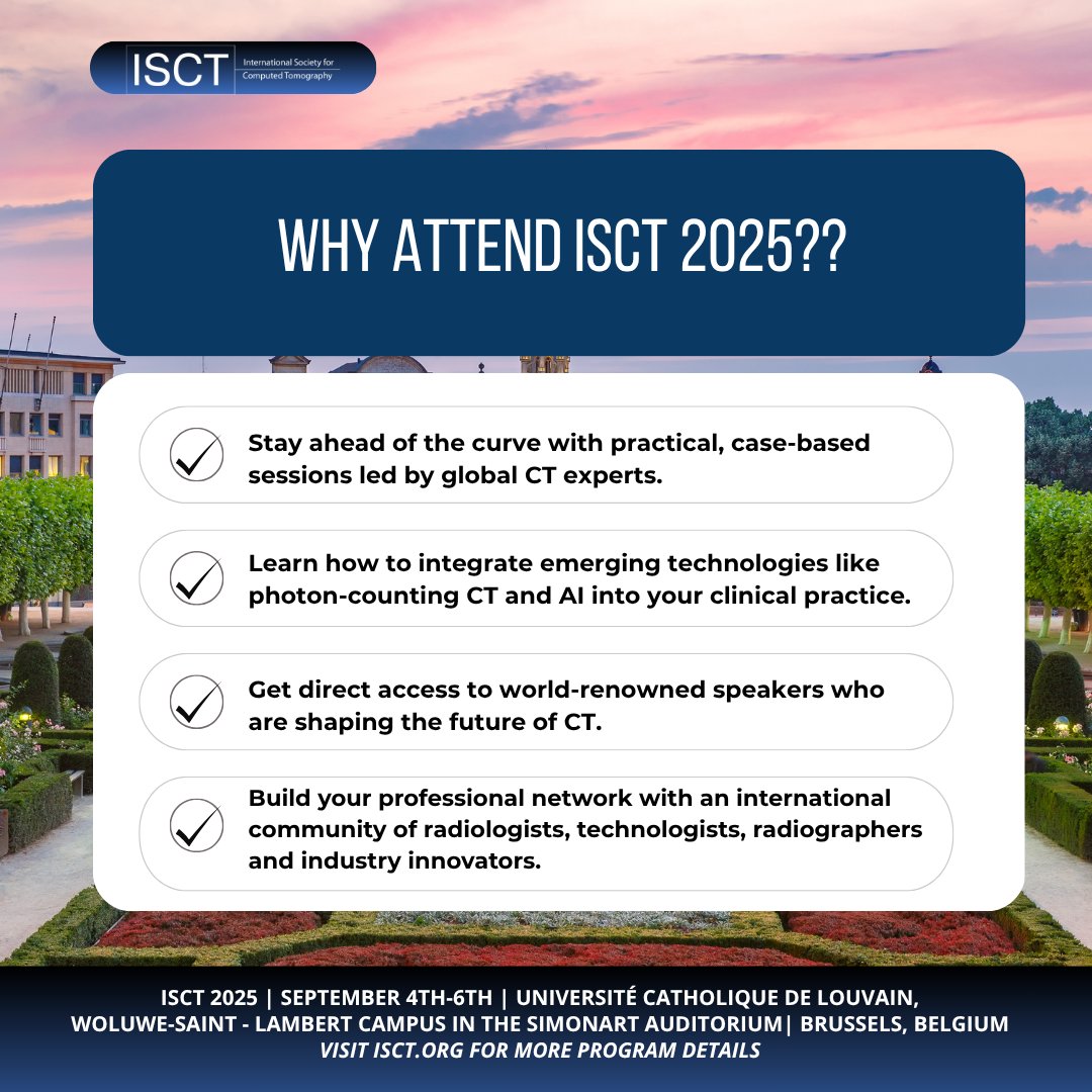ISCT 2025 brings together the global CT community for three days of advanced education and meaningful connection. Join us Sept 4–6 and be part of the conversation that’s shaping the future of CT. 🌐 isct.org #CTImaging #Radiology #Radiographer #RadTech #RadRes