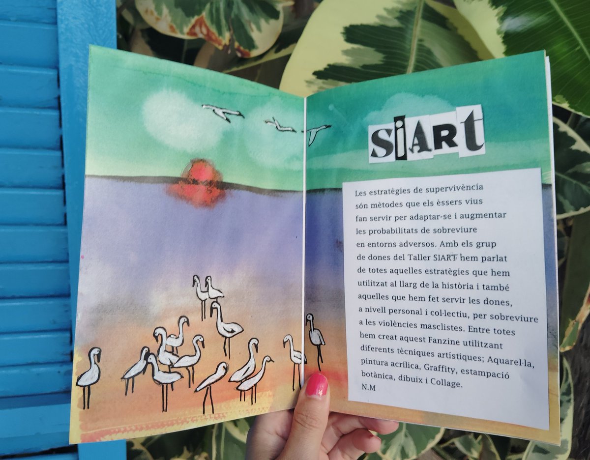 Neus_Mota's tweet photo. Estic molt orgullosa del Fanzine que hem fet al #SiArt! A través de tècniques de Supervivència, hem parlat sobre maneres de sobreviure a les violències masclistes. Ens hem expressat a través del dibuix, pintura, aquarel·la, estampació, escriptura, graffiti i collage #ArtSocial https://t.co/w7qL3GWvlC