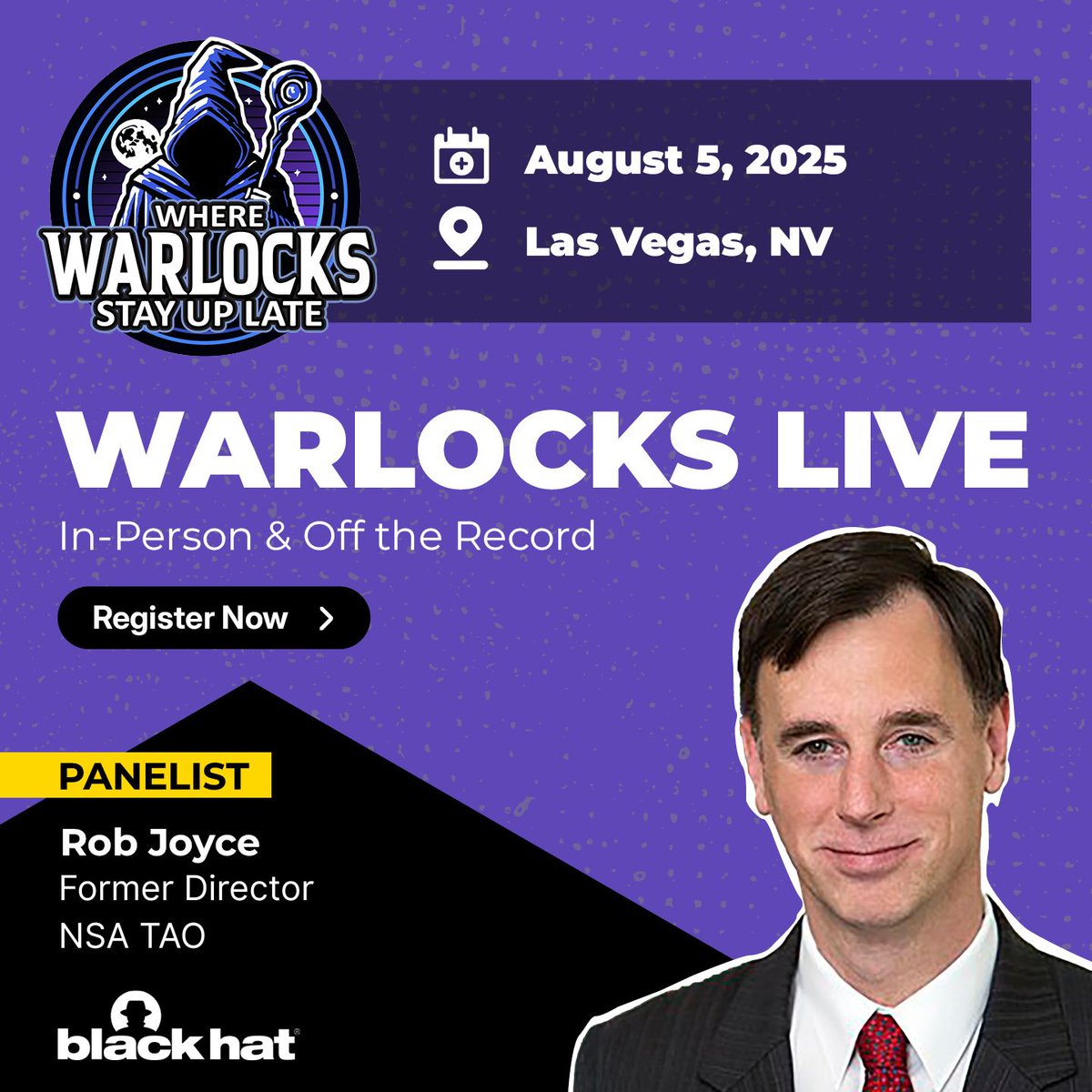 warlockstaylate's tweet image. 🧙♂️ Warlocks Live panel Aug 5th featuring Rob Joyce (former NSA TAO Director) @RGB_Lights + leaders from FBI, White House, MSFT & GOOG at Michael Jackson's former Vegas estate.
Enterprise security execs, request your spot ➡️ lu.ma/warlocks-live-… #BlackHat #BHUSA