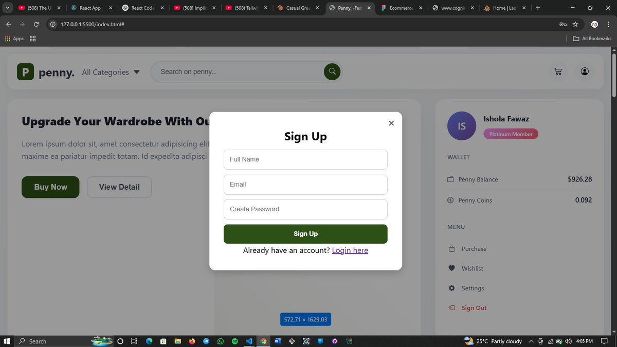 fawaz_isho33190's tweet image. Day 5 ✅ #30DaysCodingChallenge
Built the login/signup modal with JavaScript today!  
Handled UI switching, form visibility, and interaction logic.  
Step by step, it’s coming together!

#FrontendDev #30DaysOfCode