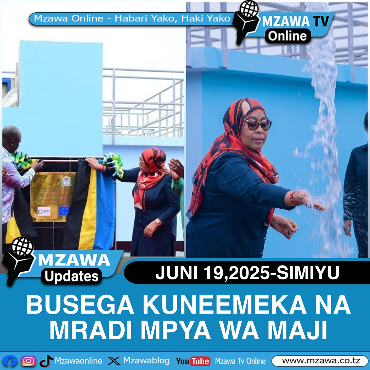 Rais wa Jamhuri ya Muungano wa Tanzania, Dkt. Samia Suluhu Hassan, amefungua rasmi mradi wa maji na usafi wa mazingira katika Wilaya ya Busega, mkoani Simiyu.

Mradi huo unagharimu jumla ya shilingi bilioni 12.8 na unatarajiwa kutoa huduma ya maji kwa wakazi zaidi ya 85,000