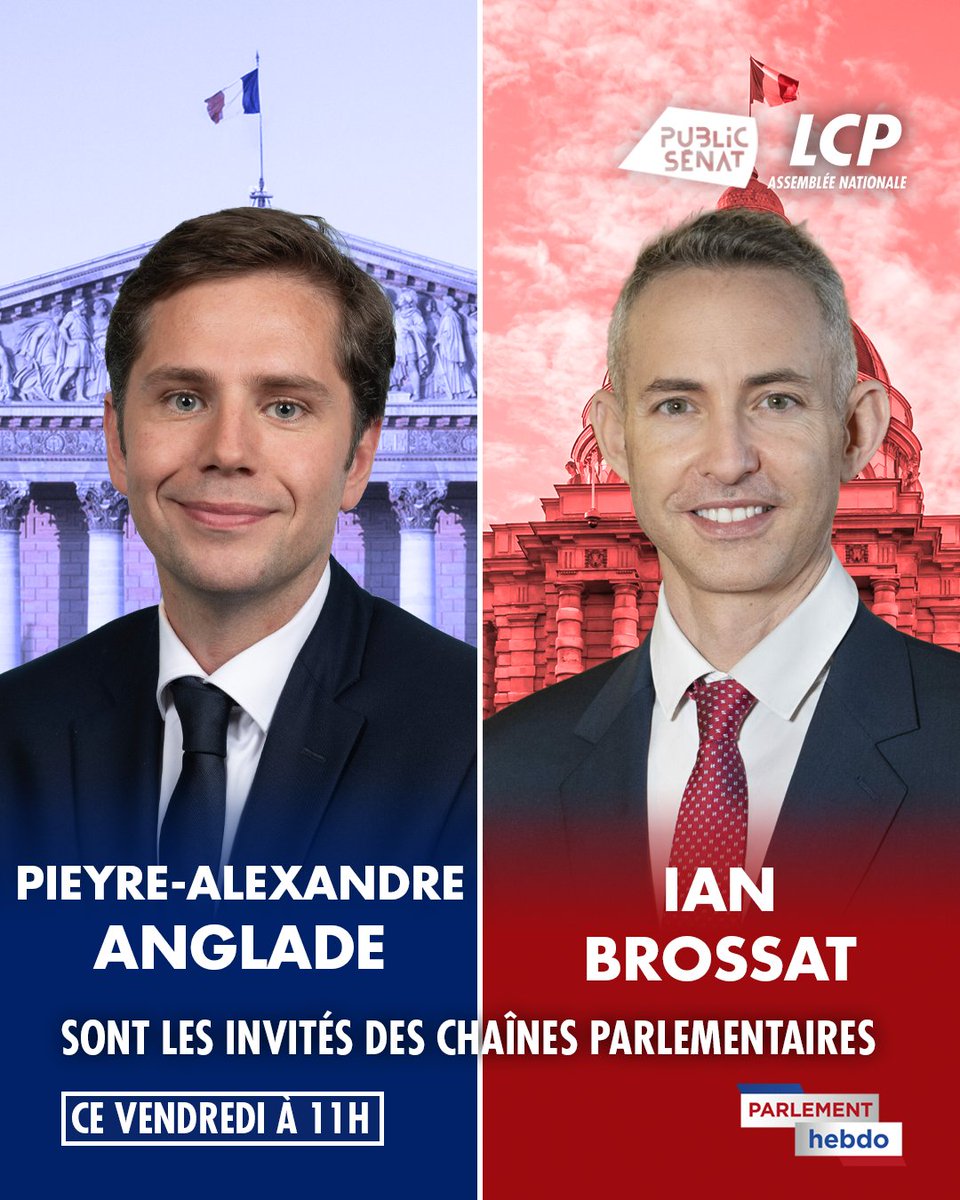 LCP (@lcp) on Twitter photo 🏛️Ce matin dans #ParlementHebdo, <a href="/KathiaGilder/">GILDER</a> & <a href="/APoussart/">Alexandre Poussart</a> (<a href="/publicsenat/">Public Sénat</a>) reçoivent :
👉<a href="/PA_Anglade/">Pieyre-Alexandre Anglade</a>, député EPR des Français de l'étranger
👉<a href="/IanBrossat/">Ian Brossat</a> sénateur PCF de Paris
A 11h sur le #canal8 🏛️Ce matin dans #ParlementHebdo, <a href="/KathiaGilder/">GILDER</a> & <a href="/APoussart/">Alexandre Poussart</a> (<a href="/publicsenat/">Public Sénat</a>) reçoivent :
👉<a href="/PA_Anglade/">Pieyre-Alexandre Anglade</a>, député EPR des Français de l'étranger
👉<a href="/IanBrossat/">Ian Brossat</a> sénateur PCF de Paris
A 11h sur le #canal8
