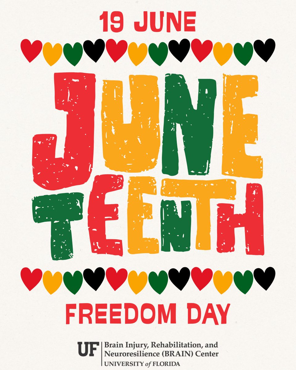 UFBrainInjury's tweet image. Happy #Juneteenth! Today we honor freedom, joy, and the spirit of community. Wishing everyone a meaningful day.