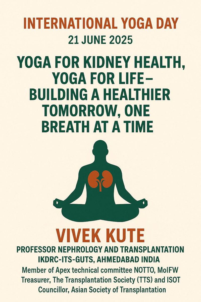 vivek kute (@drvivekkute) on Twitter photo On #InternationalYogaDay 2025, embrace the power of yoga for better health and well-being. 🧘♂️💪 #YogaForKidneyHealth #YogaForLife – A journey towards stronger kidneys and a healthier tomorrow. Let’s breathe, stretch, and live better! 🌱 #YogaDay2025 #HealthyLiving" <a href="/IndiaSoTx/">Indian society Organ Transplantation</a> On #InternationalYogaDay 2025, embrace the power of yoga for better health and well-being. 🧘♂️💪 #YogaForKidneyHealth #YogaForLife – A journey towards stronger kidneys and a healthier tomorrow. Let’s breathe, stretch, and live better! 🌱 #YogaDay2025 #HealthyLiving" <a href="/IndiaSoTx/">Indian society Organ Transplantation</a>