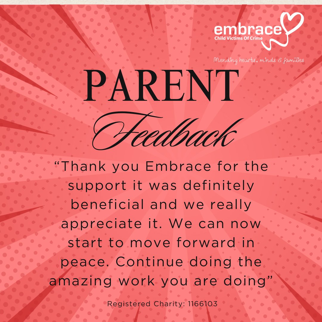 Every message like this reminds us why we do what we do.

Supporting children and their families through hard times isn't easy - but it's vital.  

Our specialist services help them recover from their trauma, rebuild their lives and help them on their healing journey.