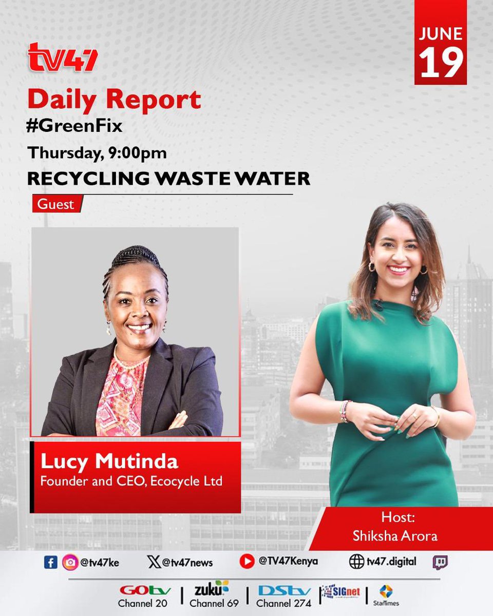 Want to see the ECOCYCLE TECH Magic of Turning SEWAGE to Clear, Odorless, Reusable water? Tune in tonight 9-10pm TV47 on the #GreenFIX <a href="/tv47news/">TV47</a>  ecocycle.co.ke