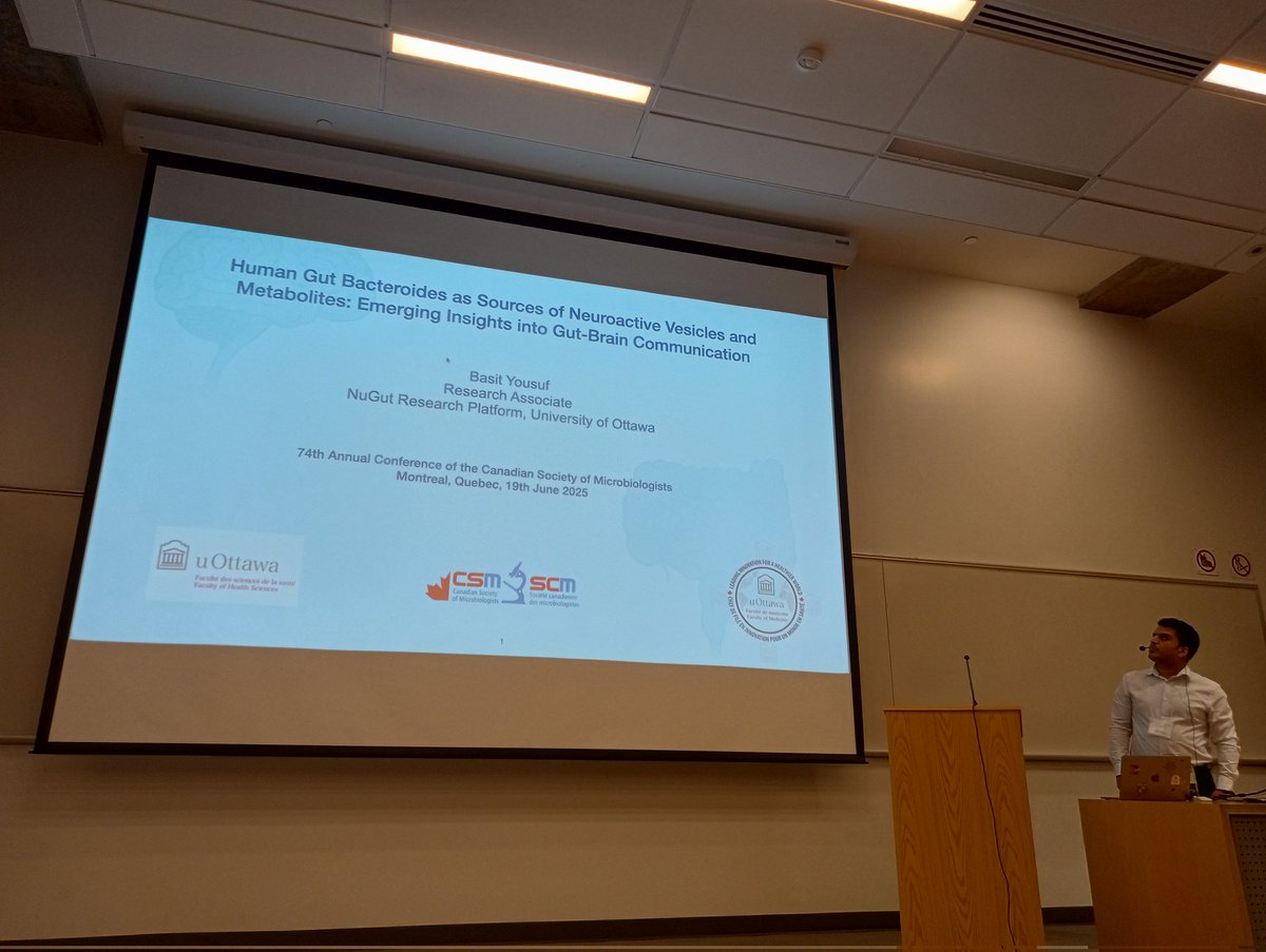 The next talk of the Pathogenesis and Host Response session is about Human Gut Bacteroides, and presented by Dr. Basit Yousuf! #CSM2025