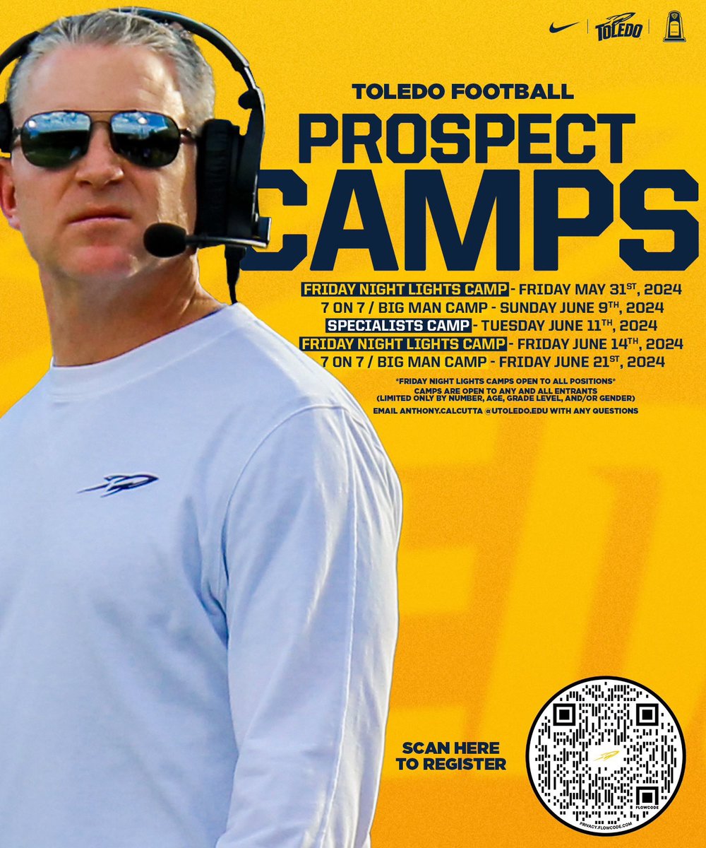 Excited to head to UT tomorrow for their Big Man Camp.   <a href="/coachhallett/">Mike Hallett</a> <a href="/ToledoFB/">Toledo Football</a>