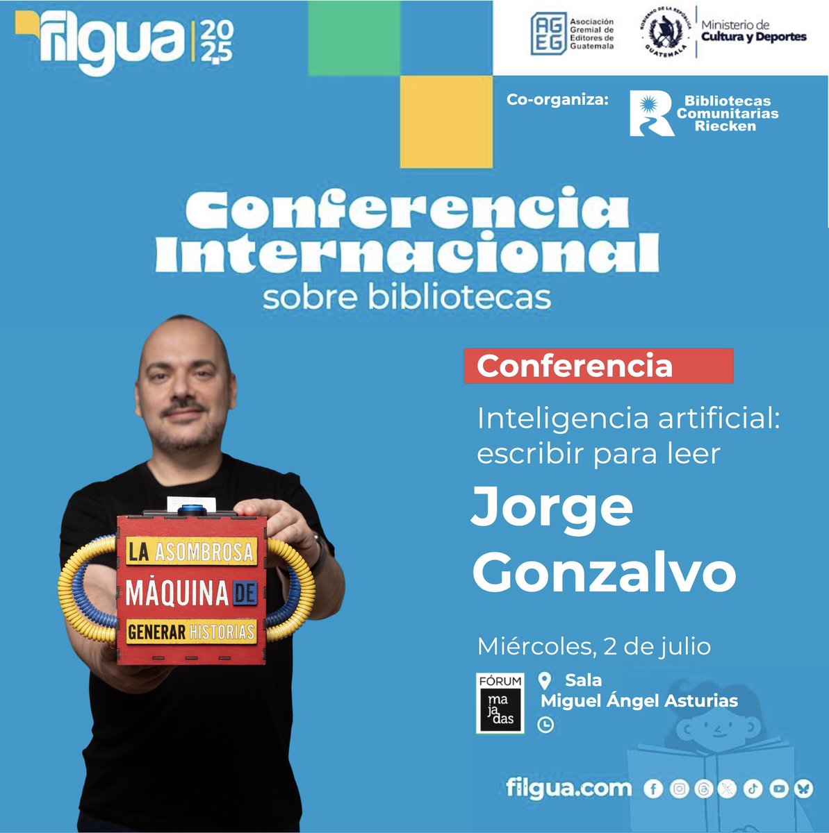 jorgegonzalvo's tweet photo. Estoy muy feliz y agradecido por la invitación del @cceguatemala para participar en la @filgua 2025.
@cceguatemala @filgua @atrapavientos #fomentolector #escrituracreativa https://t.co/OYt7L0NJnK