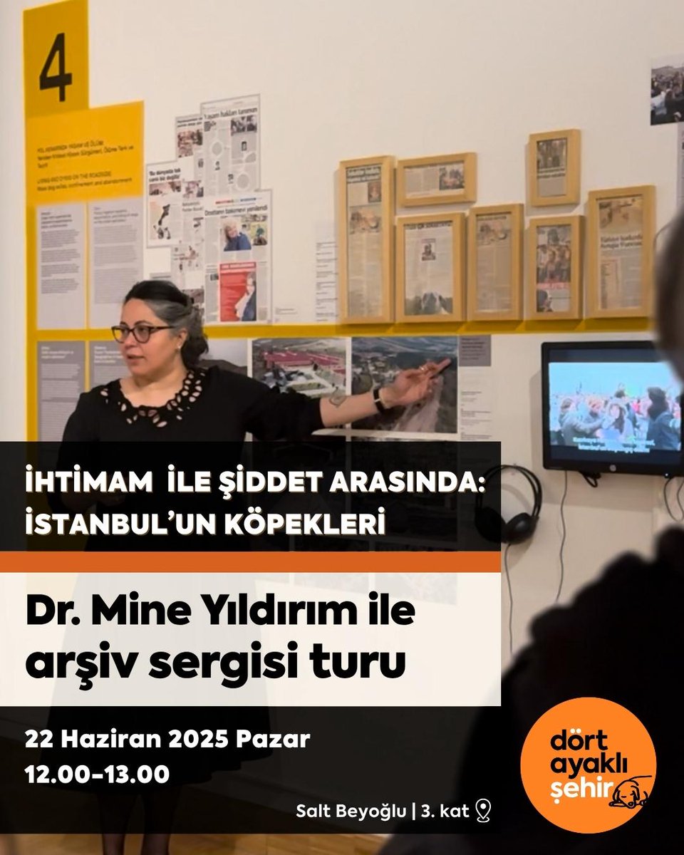 📣Arşiv ve araştırma sergimizi hazırlayan sevgili Dr. Mine Yıldırım ile sergi turlarımız devam ediyor: 

“İhtimam ile Şiddet Arasında: İstanbul’un Köpekleri”
Mine Yıldırım
📅 22 Haziran 2025 Pazar
⏰ 12.00-13.00
📍Salt Beyoğlu, 3.kat

Gelin, Johanna Zielinska küratörlüğündeki