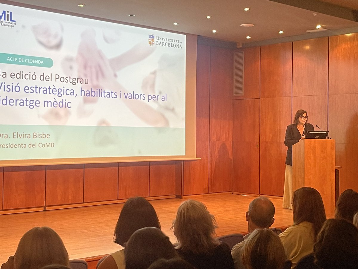 Institut de Formació Mèdica i Lideratge (@ifmil_formacio) on Twitter photo Avui finalitza la 4a edició del #postgraulideratgemèdic amb l’acte de cloenda.
@ebisbe, presidenta del @combarcelona, remarca que aquest programa formatiu és i continuarà sent estratègic per als 4 col•legis de metges de Catalunya. #ifmil #alumni #xarxalideratgemèdic Avui finalitza la 4a edició del #postgraulideratgemèdic amb l’acte de cloenda.
@ebisbe, presidenta del @combarcelona, remarca que aquest programa formatiu és i continuarà sent estratègic per als 4 col•legis de metges de Catalunya. #ifmil #alumni #xarxalideratgemèdic