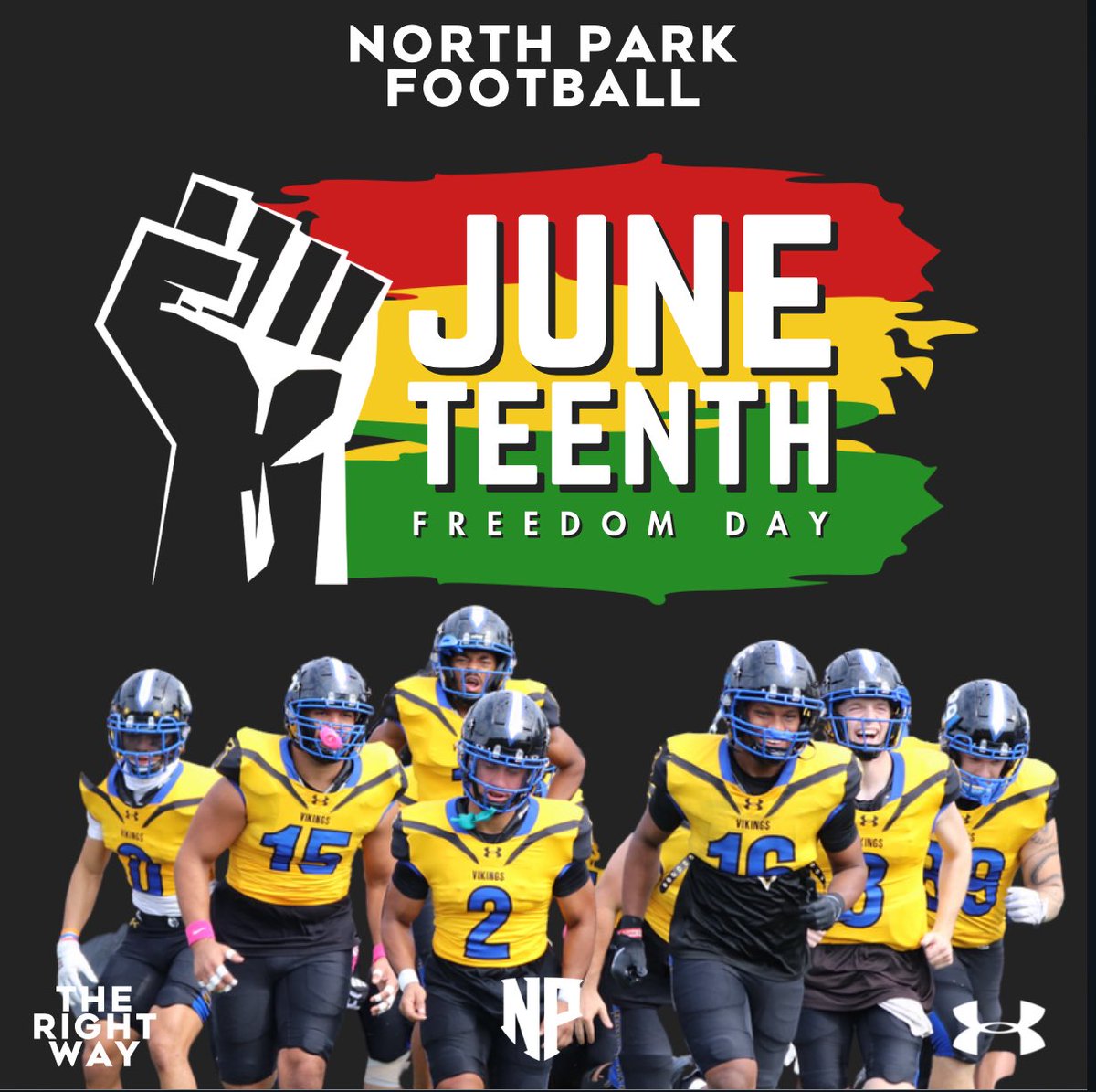 North Park Football (@npufootball) on Twitter photo Freedom and Unity! Happy Juneteenth! #TheRightWay <a href="/VikingsNPU/">North Park Vikings</a> <a href="/npuchicago/">North Park University</a> Freedom and Unity! Happy Juneteenth! #TheRightWay <a href="/VikingsNPU/">North Park Vikings</a> <a href="/npuchicago/">North Park University</a>