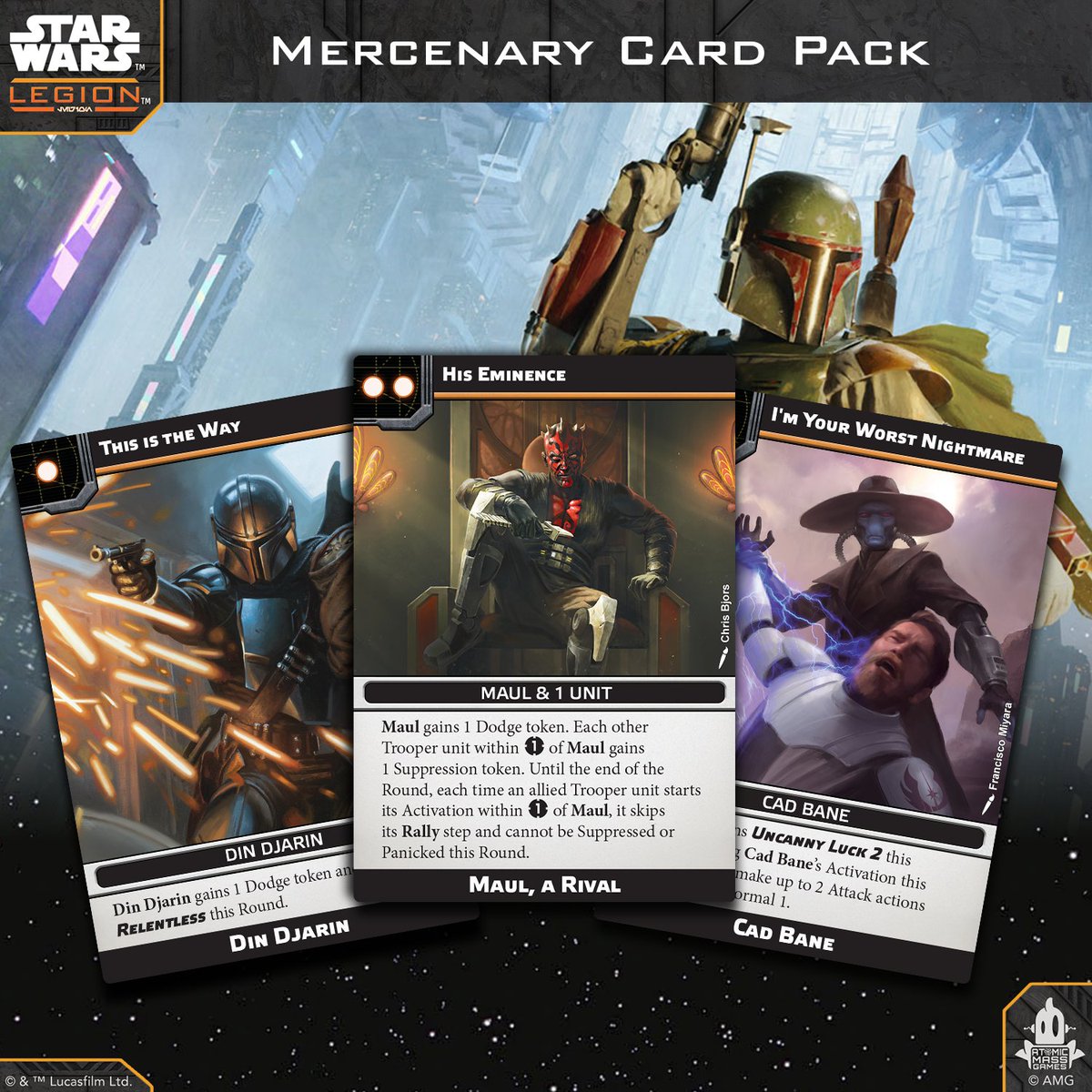 The Mercenary Card Pack brings updated Unit, Upgrade, and Command cards to STAR WARS: Legion, giving these underhanded operatives the tools they need to stay competitive in the new era of battle. 

Keep your scoundrels sharp. Coming soon.