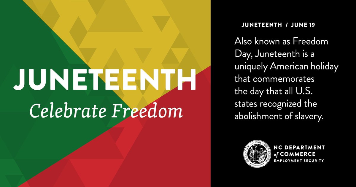 Today is #Juneteenth — a day to celebrate freedom and remember the end of slavery in the U.S. 
We stand for fairness and equal job opportunities for everyone. 
#Juneteenth