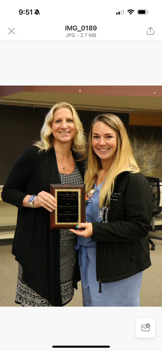 VUMC_CRNA's tweet photo. Congratulations Ashley Lepore- CRNA Clinical Excellence, Junior award recipient! This award goes to a CRNA with less than two years of experience who is already excelling in clinical skills, knowledge, and teamwork. Be on the lookout for amazing things from this rising star! https://t.co/7yX2D27IzP