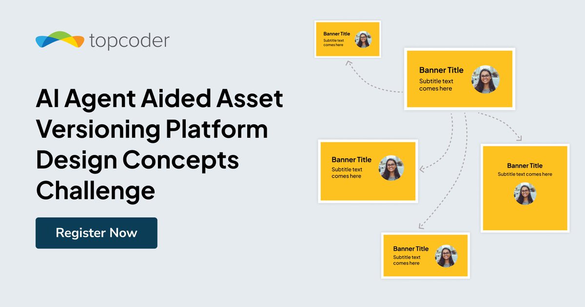 Topcoder's tweet image. Design a platform where AI transforms marketing assets across channels.
Smart cropping, content-aware fills, batch previews — all designed by YOU.
💻 Figma challenge
💰 Over $2K in prizes!
👉 Join now! Link in the comments
#Topcoder #UXDesign #Figma #AI